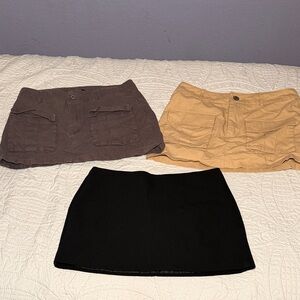 Set of Three Mini Skirts - Black, Brown, Tan
